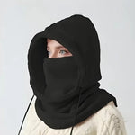 Unisex Winter Balaclava Knit Hood - Windproof Mask with Drawstring, Motorcycle Riding Headgea Warm Knitted Cap Cold Weather