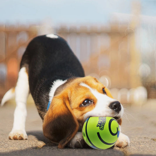 New Hot Wobble Wag Giggle Glow Ball Interactive Dog Attention Toy Fun Giggle Sounds Ball When Rolled or Shaken for Pet Dog Fun